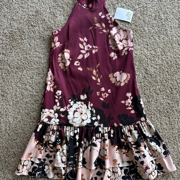 Badgley Mischka Dresses & Skirts - Badgley Mischka Burgundy and Pink Floral Dress